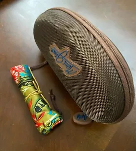 MAUI JIM LARGE Zippered Semi Hard Brown Sport SUNGLASSES CASE+POUCH w/CARABINER - Picture 1 of 2
