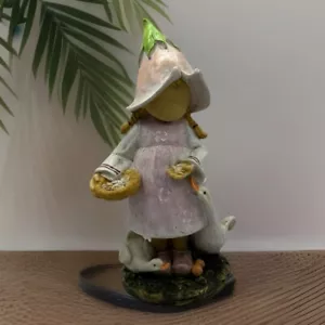Ragazza con Anatre GRANDE Statuina Cottagecore Decorazione Casale Country - Foto 1 di 10