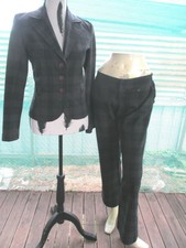 Aztec Rose (Au) Sz 8 Au Button Front Jacket+Low Rider Pants Suit Set-Sli Stretch