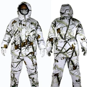 Ghillie Suit Waterproof Winter Snow Field Bionic Camouflage Padded Jacket Pants - Picture 1 of 14