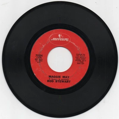 ROD STEWART Mercury 73224 7" Vinyl 45 Record MAGGIE MAY / REASON TO BELIEVE - Image 1 of 2