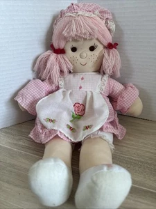 Dan Dee Vintage Weichkörper Puppe rosa Haare und Kleid 1982 Zustand siehe Fotos - Bild 1 von 7