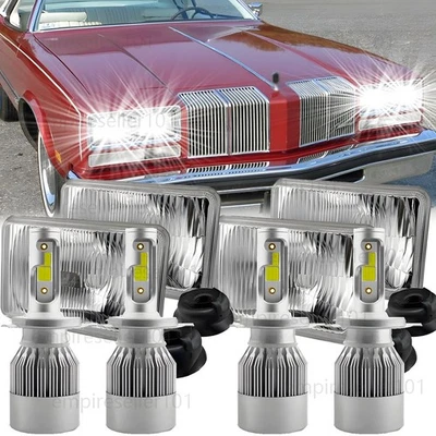 4件装4x6英寸LED车头灯高/低光束适用于Oldsmobile Cutlass Calais 1976-1988 — 第 1/4 张图片