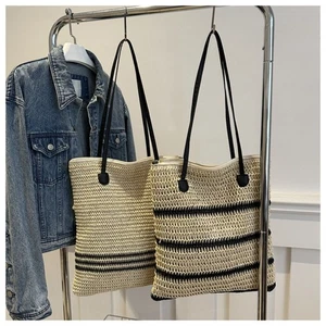 Solid Color Shoulder Bag Large Capacity Shopping Bag Casual Handbag - Picture 1 of 13