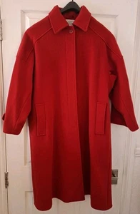 Wetherall Red Coat UK12 100% Wool Made In England Heavy Vintage Long - Picture 1 of 13