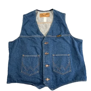 Vintage Wrangler Vest Men’s SZ L 90s Western Denim Jacket Button Up Retro M-159 - Picture 1 of 9