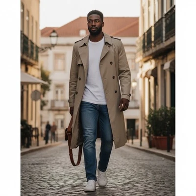 Gabardina Clipper Mist Doble Pecho Bronceado Estilo Clásico Talla 44R Viaje Grapa Foto 1 de 4