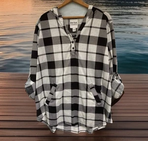 New York Laundry 1 x schwarz & weiß karierter Hoodie lange Riegelärmel Fronttaschen - Bild 1 von 13