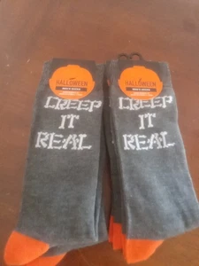 Men's Halloween Creep It Real Sock New With Tag Fits Shoe Size 6-12 NWT - Picture 1 of 4