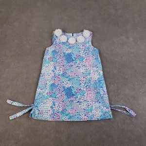 Lilly Pulitzer Dress Girls Size 4 Pink Blue Floral Shift Sleeveless Easter - Picture 1 of 12