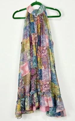 Society Addict Mini Dress 10AU US4 Multicolour Paisley Halter Boho Summer Party - image 1 of 4