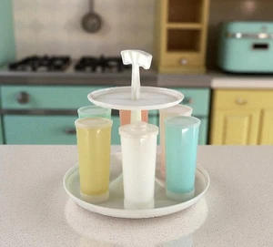 Vintage Tupperware Carousel Caddy Six Tumblers with Lids - Picture 1 of 7