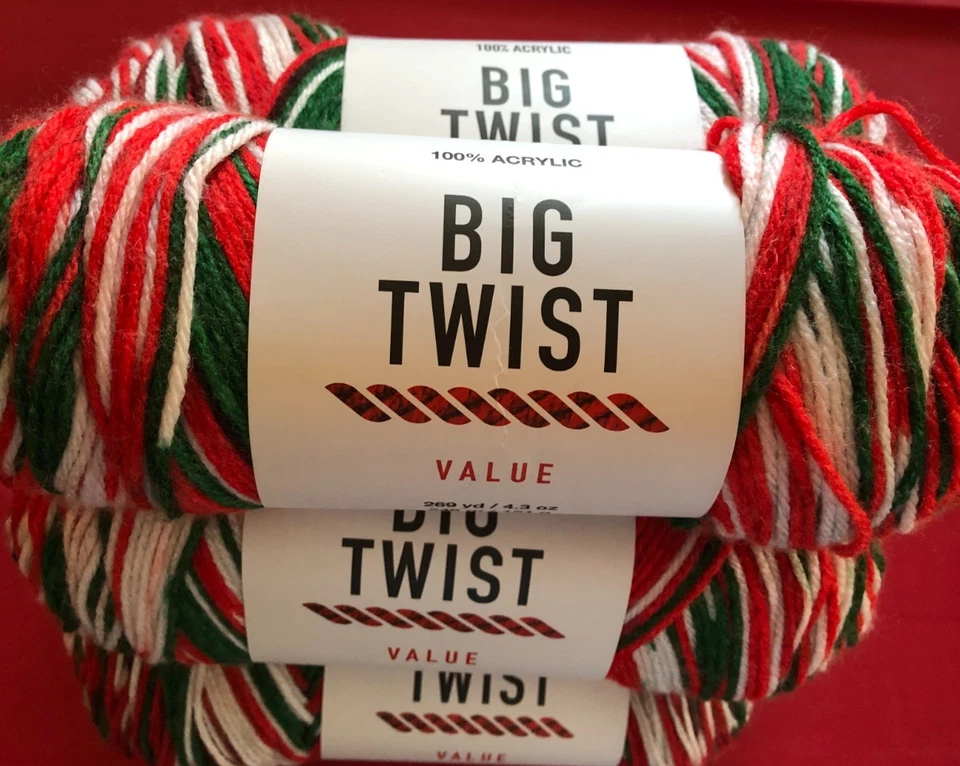 Lot Of 3-BIG TWIST VALUE- MERRY AND BRIGHT-DISCONTINUED CHRISTMAS YARN - Image 1 of 4