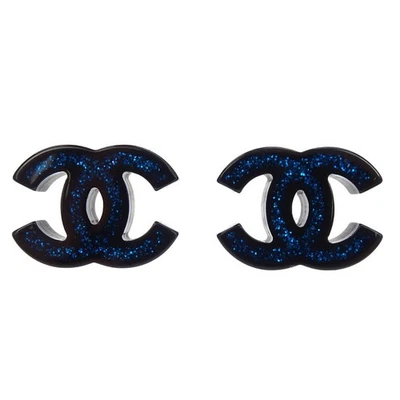 Pendientes piercing Chanel CC negros 17S 166379 Foto 1 de 4
