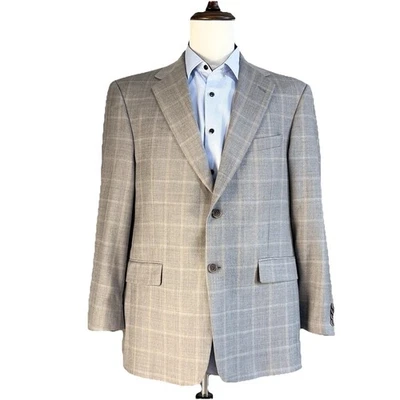 Loro Piana for Daniel Cremieux Collection Wool Gray Plaid Blazer Coat Size 42S - Image 1 of 4