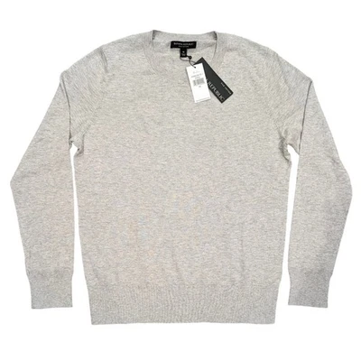 Suéter Banana Republic Cuello Redondo Talla M Gris Seda Algodón Carrera Grapa atemporal Foto 1 de 4