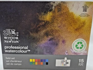 PROFESSIONAL WATERCOLOUR, FIELD SET, 15 PC. BY WINDSOR & NEWTON , NIB!! ( A4) - Picture 1 of 9