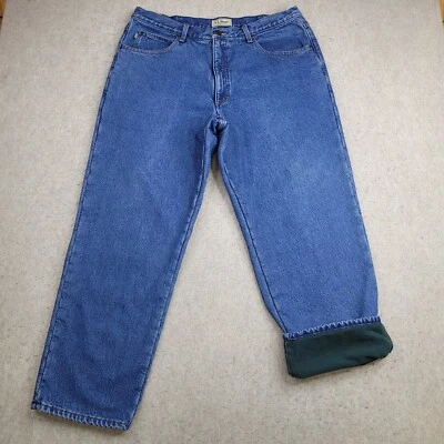 LL Bean Fleece Lined Jeans Mens 30 x 38 Relaxed Fit Blue Medium Wash 162344 - Image 1 of 4