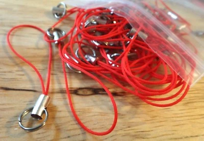 LIQUIDACIÓN 38 Cordones de teléfono celular con cable rojo y plateado de 60 mm para un encanto Foto 1 de 4