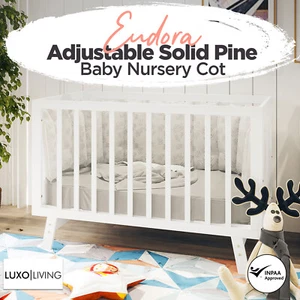 Baby Toddler Nursery Cot Natural Pine Wood Two Levels Adjustable White - Picture 1 of 14