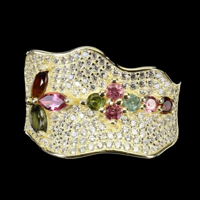 925 Sterling Silver Marquise Tourmaline 5x2.5mm Simulated Cz Ring 8.5 - Image 1 of 4