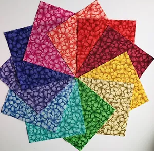 55 pcs. of 5” X 5” Quilting Charm Squares 100% Cotton Of Bright Rainbow Colors - Picture 1 of 1