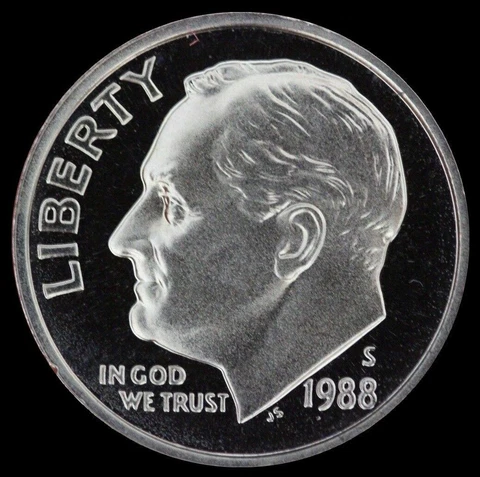 1988 S Roosevelt Dime Gem Deep Cameo CN Clad PROOF US Mint Coin Beautiful! Cover
