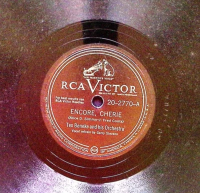TEX BENEKE AND HIS ORCHESTRA SATURDAY DATE/ENCORE, CHERIE RCA VICTOR  78 RPM 779 Foto 1 de 3
