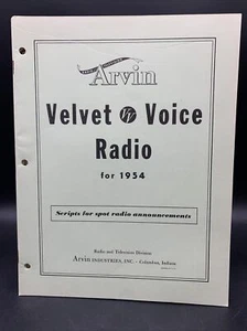 Rare Original 1954 Arvin Velvet Voice Radio Scripts For Spot Annoncements-Mint - Picture 1 of 13