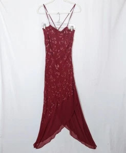 Vestido MARINA Marina Bresler 14 Seda Cuentas Transparente Fiesta Evento Noche Sin Mangas Vestido - Imagen 1 de 12