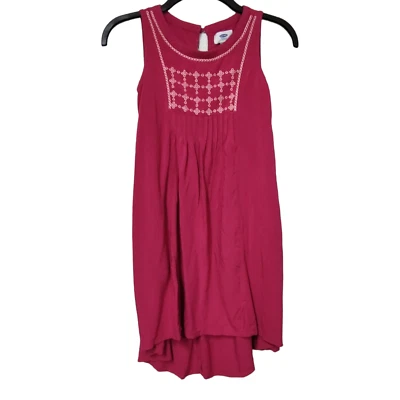 Antiguo Vestido Azul Marino Para Niña Rojo Bordado Sin Mangas Plisado Cerradura Espalda Talla M Foto 1 de 4