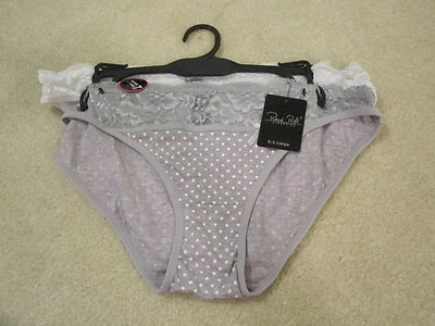 2 Pares Lencería Rene Rofe Panty 8 XL Nuevo Con Etiquetas Blanco Gris Encaje Poka Dots Foto 1 de 4