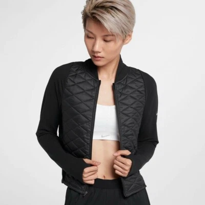 Women's Nike AeroLayer Thermore Running Jacket Sz L Black New 930555 010 - Image 1 of 4