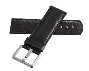 LOCMAN 24mm x 24mm Black Leather Watch Band Strap W/Silver Buckle - Picture 1 of 3