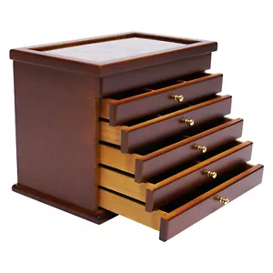 6 Layers Large Wooden Jewelry Storage Box Vintage Wooden Jewelry Organizer - Picture 1 of 9