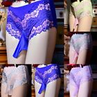 Mens Nylon Lace Open Close Sheath Panties Underwear White/Sapphire/Purple
