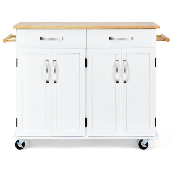 Rolling Kitchen Cart Island Heavy Duty Storage Trolley Cabinet Utility White