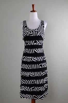 Vestido sin mangas Joseph Ribkoff $239 ajustado elástico con volantes en capas talla 8 Foto 1 de 4