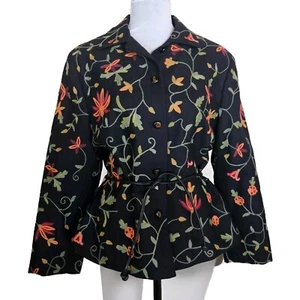 VTG Noviello Bloom Wool Embroidered Jacket W/belt Size 12 - Picture 1 of 17