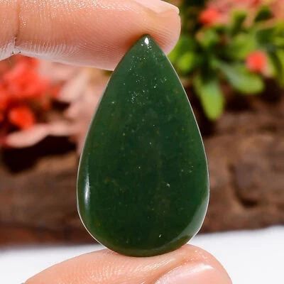 24 Ct. Natural Pear Green Aventurine Cabochon Gemstone Pendant Making 32X19X5 mm - Image 1 of 4