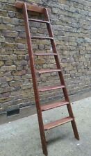 (W)VINTAGE 7 TREAD LIBRARY/SHOP STYLE LADDER - SHELLAC SEALED & WAXED 