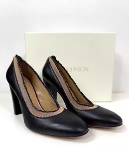 Zapatos de salón Ulla Johnson NWB Orig $575 negros con volantes Elise talla 38-8 - Imagen 1 de 7