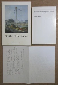 LOT SUR GOETHE EXPOSITION + BIOGRAPHIE + LETTRE SIGNEE DE J. FAVREAU-COLOMBIER - Picture 1 of 1