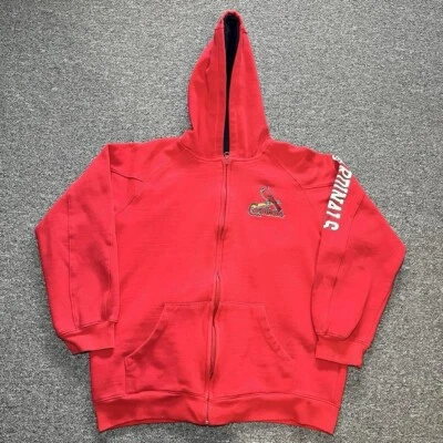 MLB Cardinals Red Full Zip Hoodie Graphic on Arm Size 12/14 - Image 1 of 4