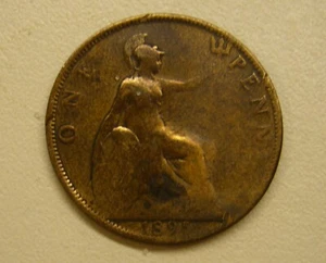 1895 Great Britain One Penny Bronze Coin - Picture 1 of 2