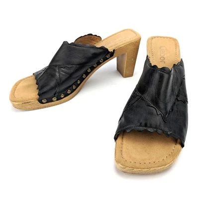 Sandalias de mula con tachuelas de cuero negras Gabor con punta abierta talla US 8 UK 6 EU 39 Foto 1 de 4