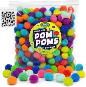 Pom Poms & 50 Googly Eyes - Bastelbommelbälle - Pompons zum Basteln - lustige Bälle - Bild 1 von 7