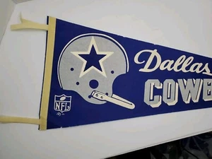 Vintage 1967 Dallas Cowboys Single Bar NFL Football 30” Pennant With Orig Tabs - Picture 1 of 8