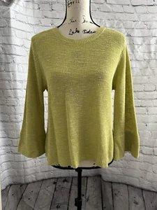 NWT Eileen Fisher Yellow Organic Linen Cotton Blend Knit Sweater Size XS $178 - Picture 1 of 6
