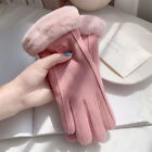 Winter Female Warm Suede Leather Cycling Mittens Driving Touch Screen Gloves